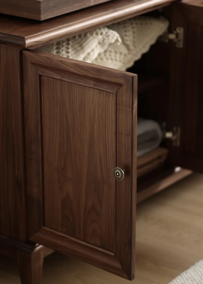 American Style Long Black Walnut Wood Sideboard