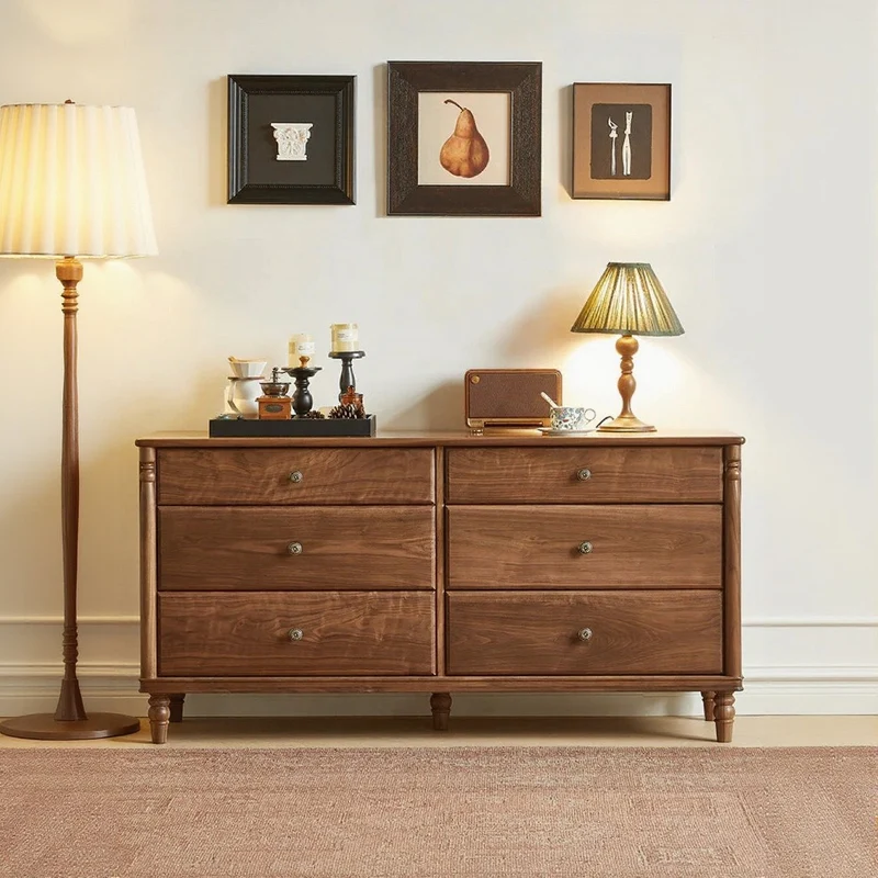 Solid Black Walnut Wood Dresser with Spacious Drawers