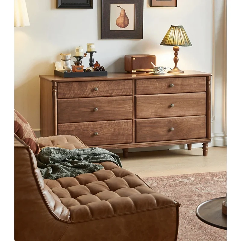 Solid Black Walnut Wood Dresser with Spacious Drawers