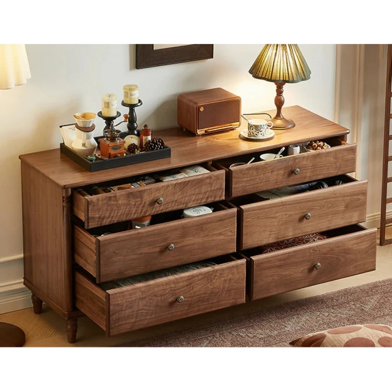 Solid Black Walnut Wood Dresser with Spacious Drawers