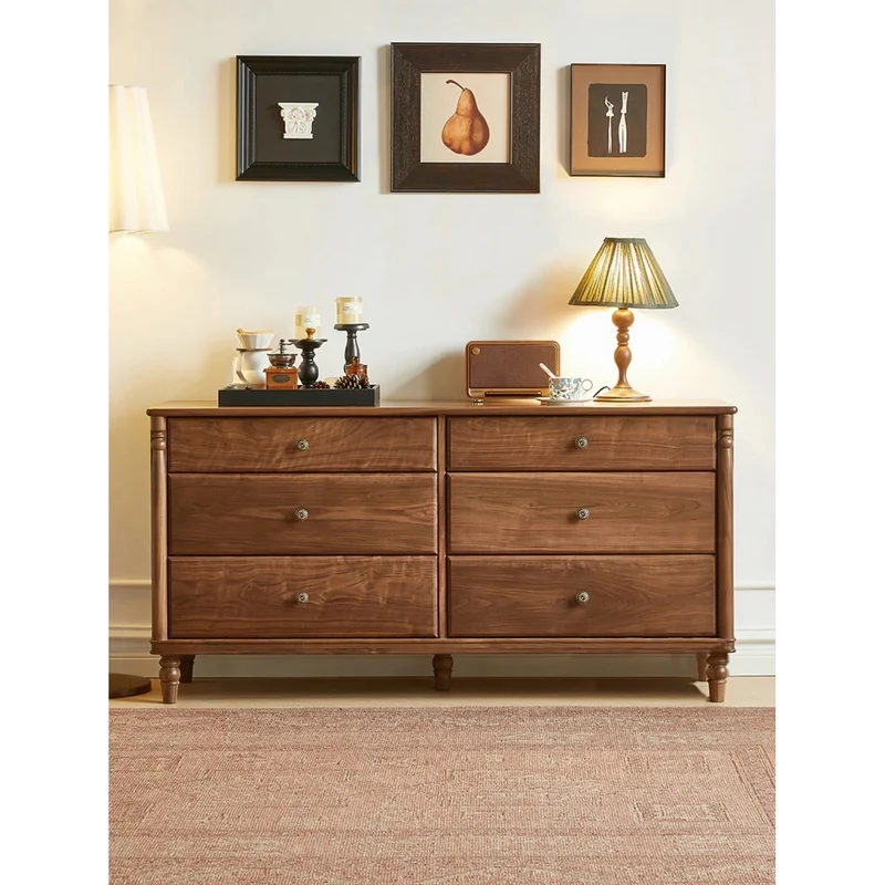 Solid Black Walnut Wood Dresser with Spacious Drawers