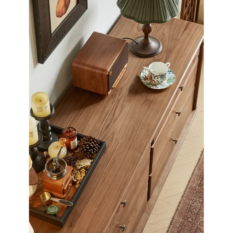 Solid Black Walnut Wood Dresser with Spacious Drawers