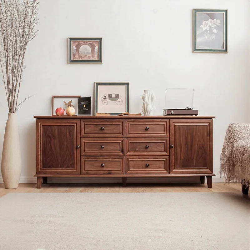 Utility Multi-Purpose Black Walnut Wood Sideboard
