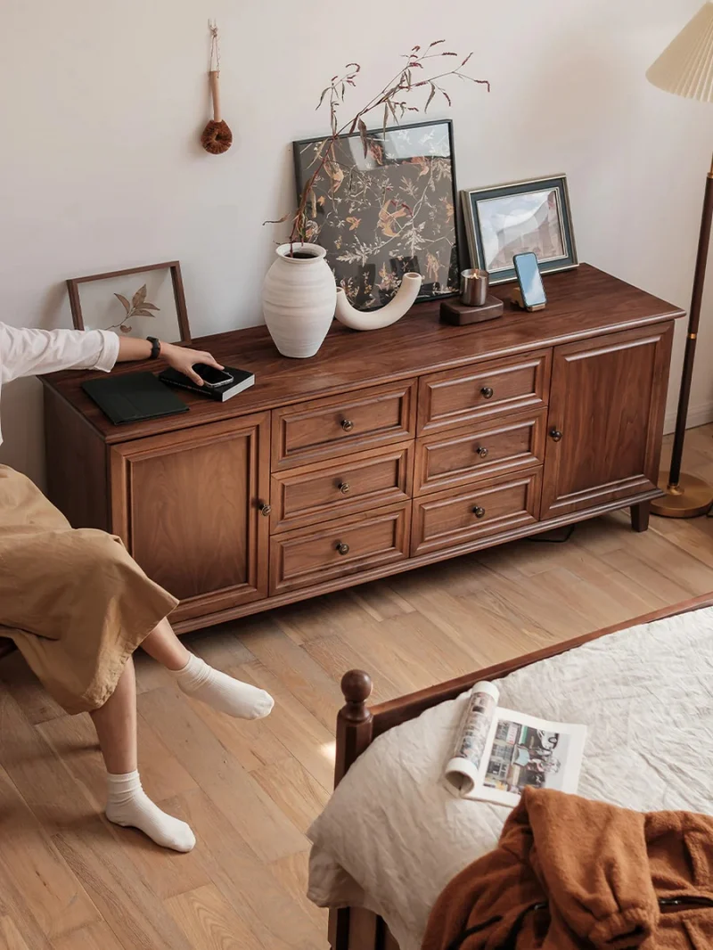 Utility Multi-Purpose Black Walnut Wood Sideboard
