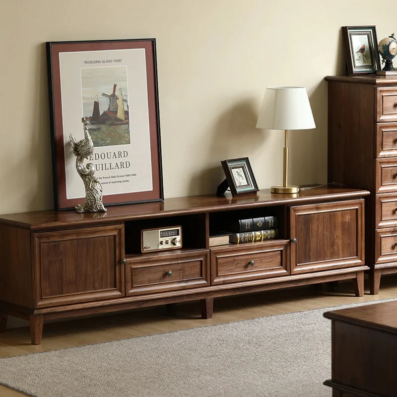 Wander American Style Black Walnut Wood TV Stand
