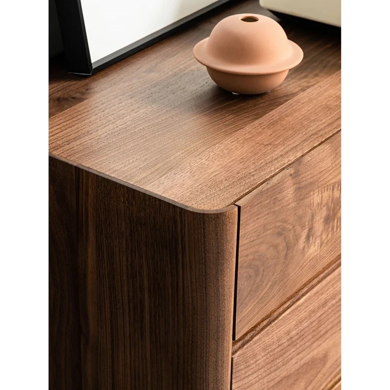 Warm 5-Drawer Storage Walnut Wood Dresser