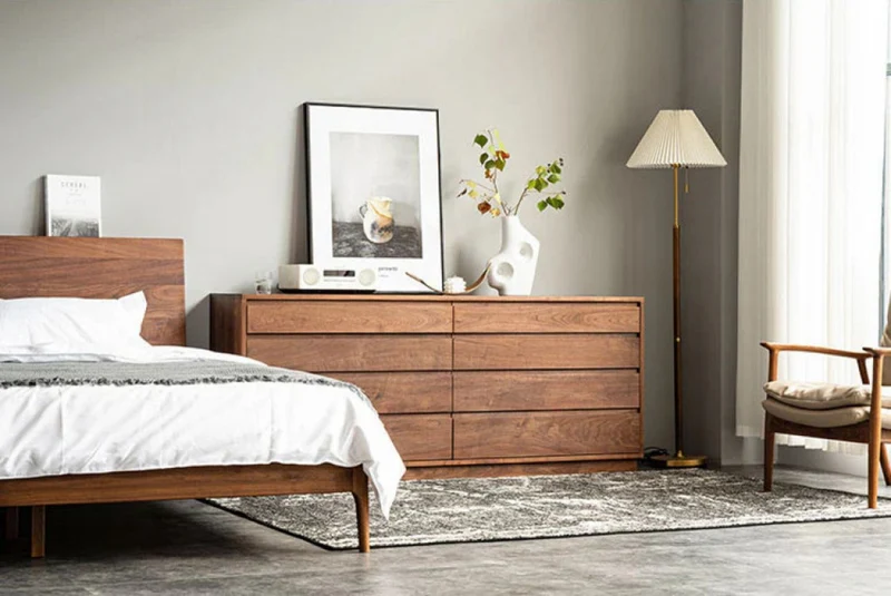 8-Drawer Solid Walnut Wood Dresser – Custom Walnut Options