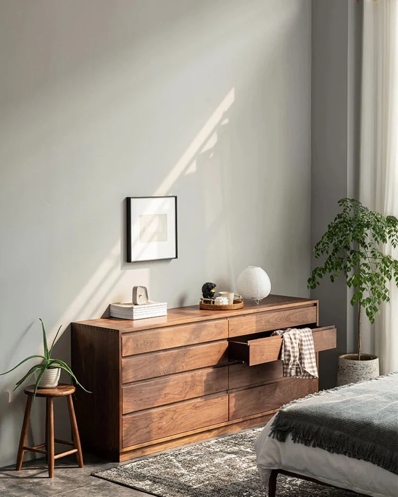 8-Drawer Solid Walnut Wood Dresser – Custom Walnut Options