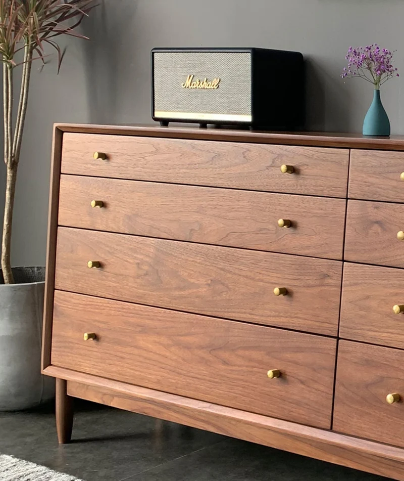 Stacked & Slanted 8-Drawer Solid Walnut Dresser