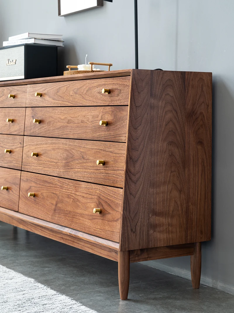 Stacked & Slanted 8-Drawer Solid Walnut Dresser