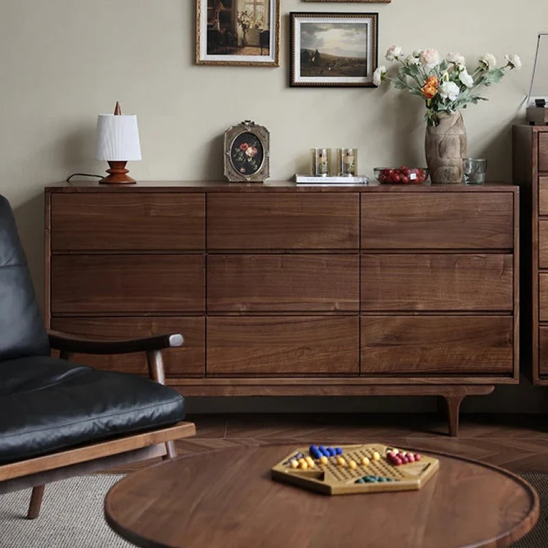 NovaTrend 9-Drawer Walnut Wood Dresser