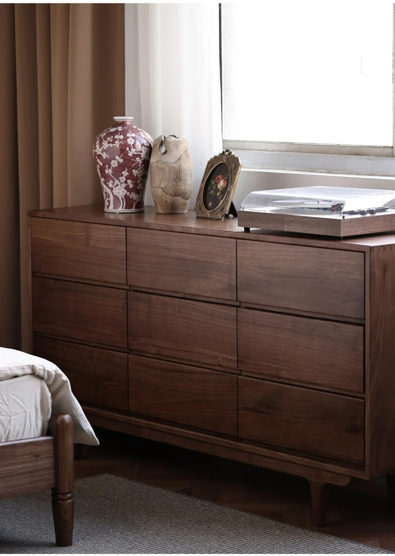 NovaTrend 9-Drawer Walnut Wood Dresser