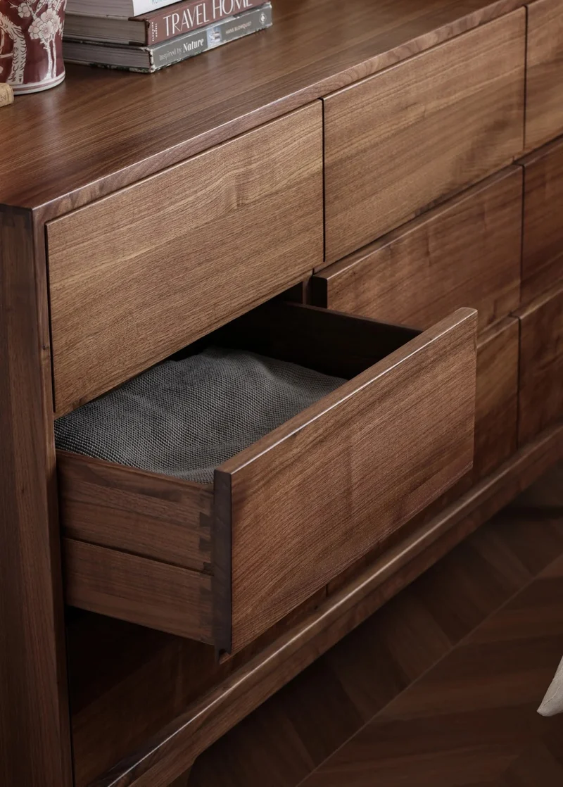 NovaTrend 9-Drawer Walnut Wood Dresser