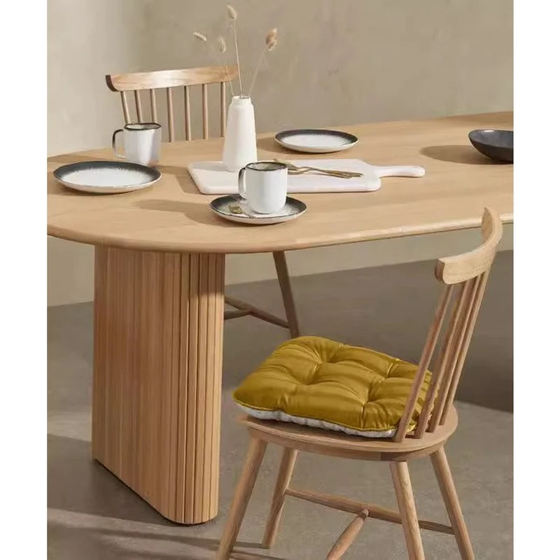 Prism Oval Solid Oak Wood Dining Table with Strong Support Leg