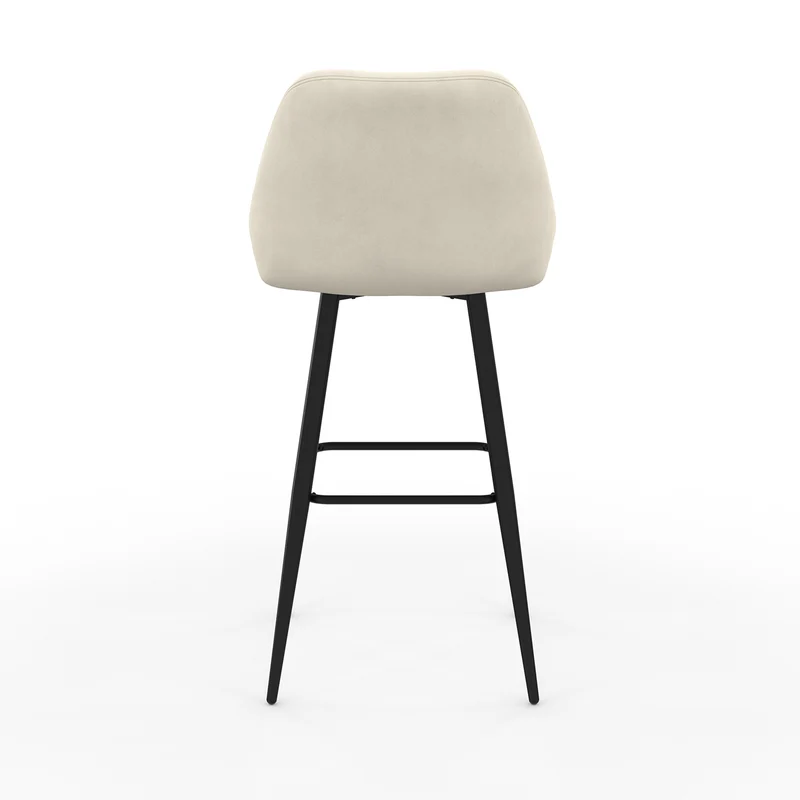 Tabourets de bar Olivia assise velours crème et pieds métal - lot de 4
