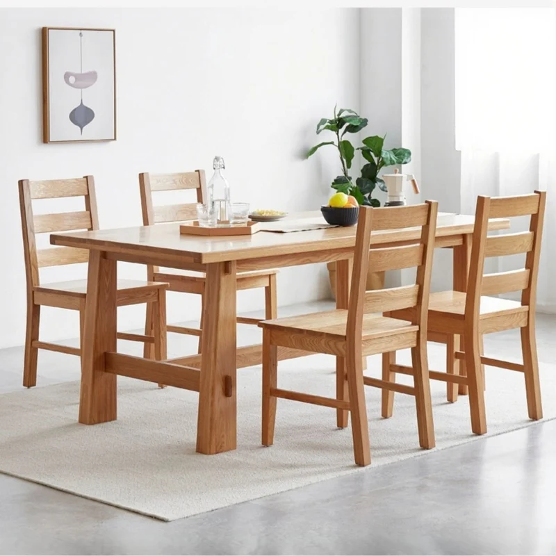 Whisper Mid-Century Solid Wood Oak Dining Table