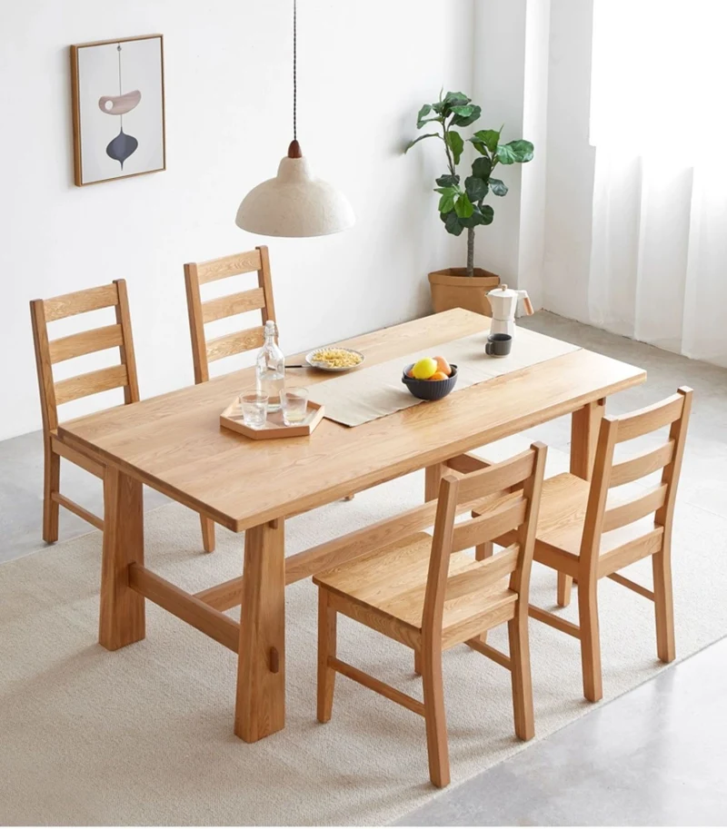 Whisper Mid-Century Solid Wood Oak Dining Table