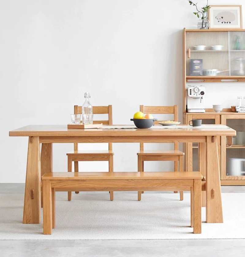 Whisper Mid-Century Solid Wood Oak Dining Table