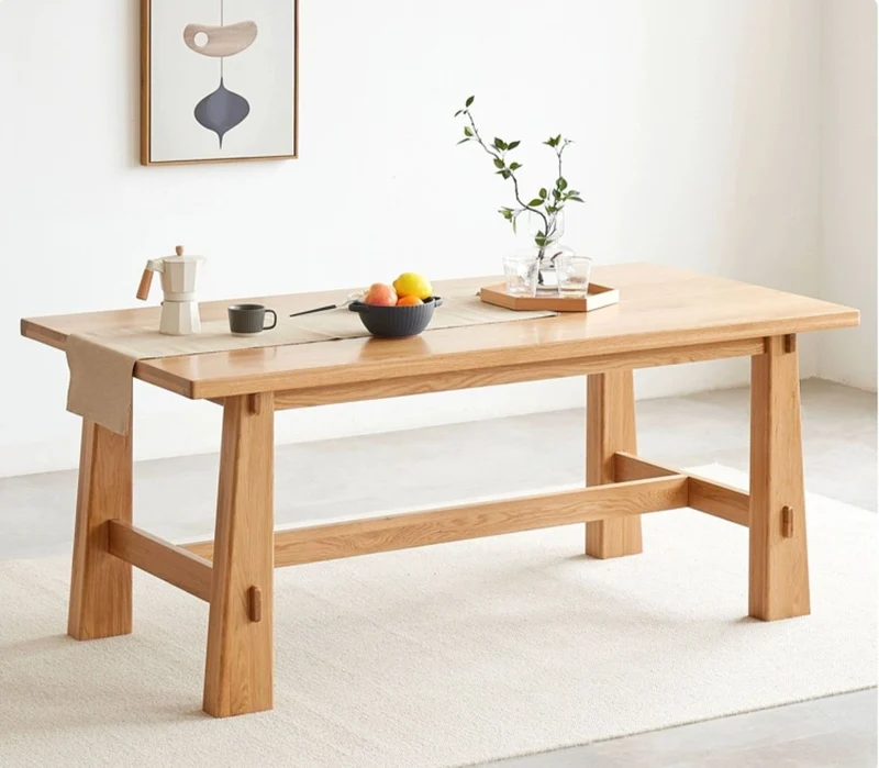 Whisper Mid-Century Solid Wood Oak Dining Table