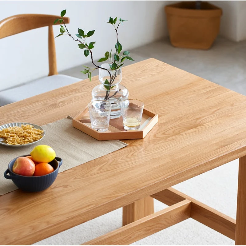 Whisper Mid-Century Solid Wood Oak Dining Table