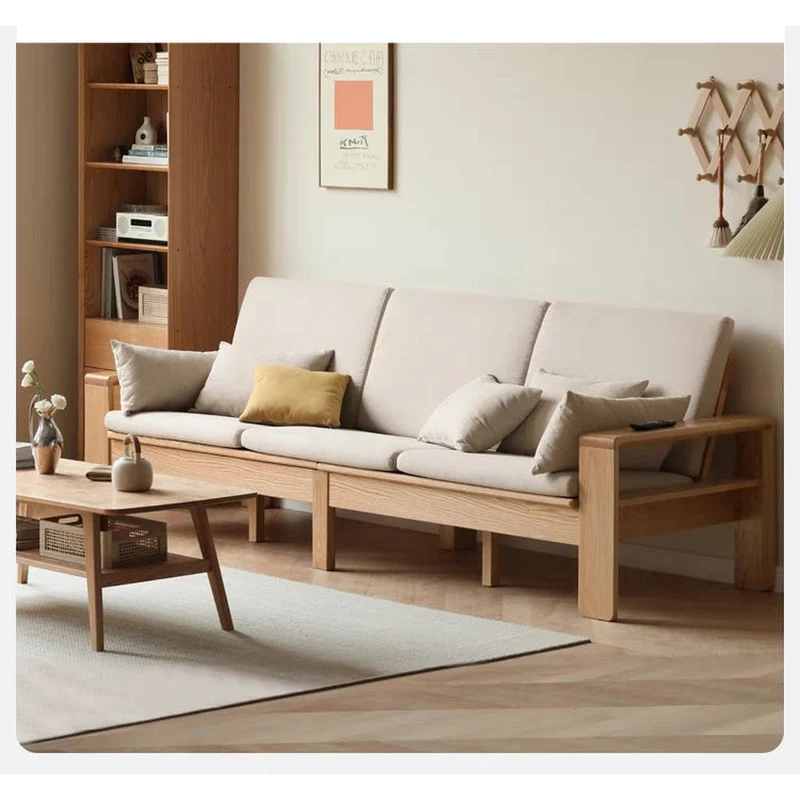 Serenity Oak Wood Genuine Leather Sofa Sets
