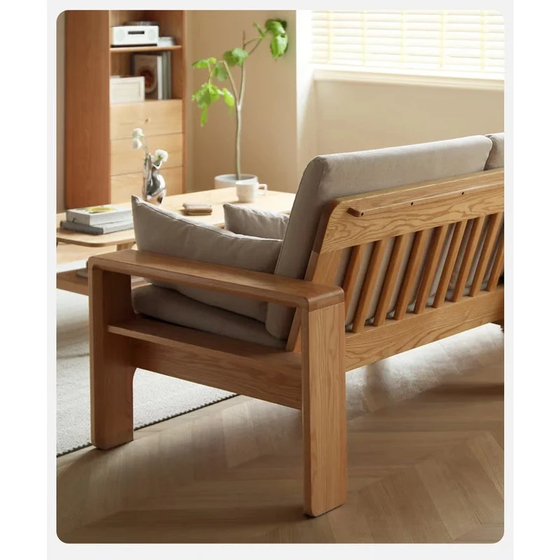 Serenity Oak Wood Genuine Leather Sofa Sets