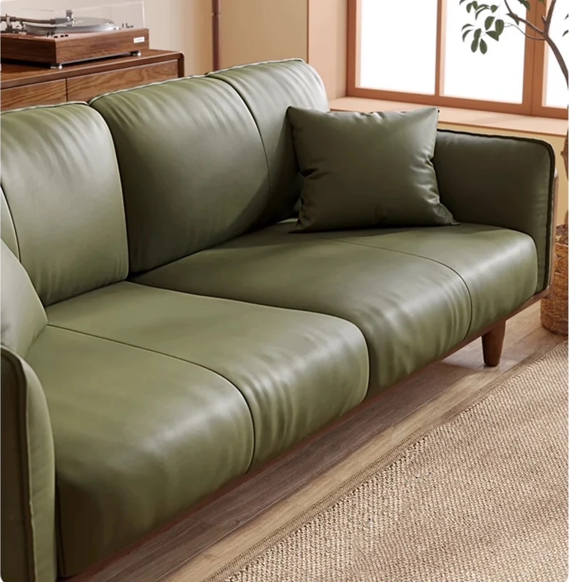 Catalyst Solid Wood Rattan Sofa with Genuine Leather