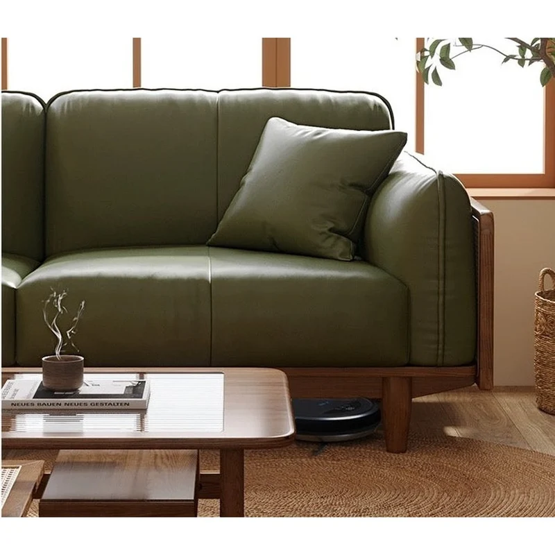 Catalyst Solid Wood Rattan Sofa with Genuine Leather