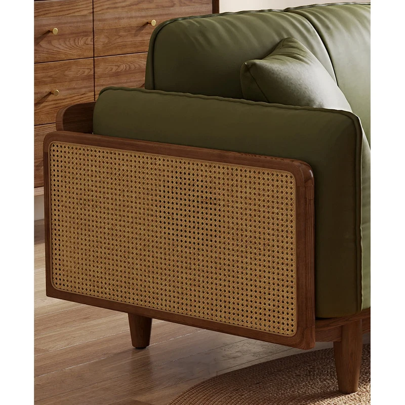 Catalyst Solid Wood Rattan Sofa with Genuine Leather