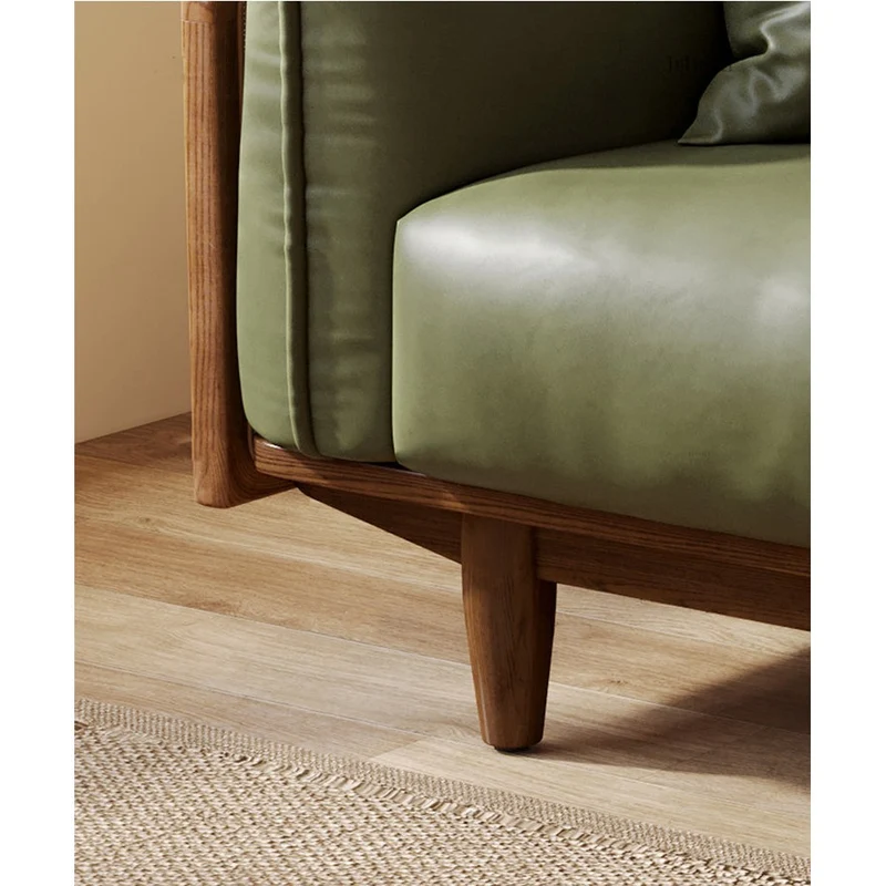 Catalyst Solid Wood Rattan Sofa with Genuine Leather