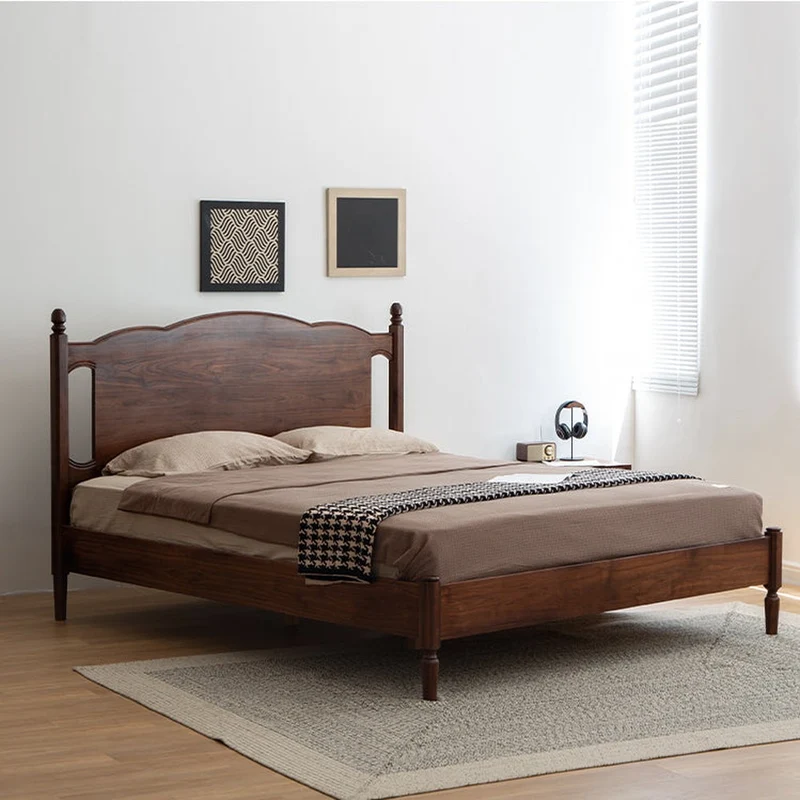 New Modern Vintage Black Walnut Wood Bed