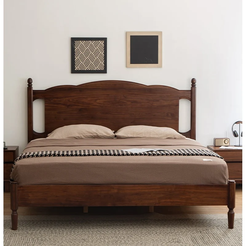 New Modern Vintage Black Walnut Wood Bed