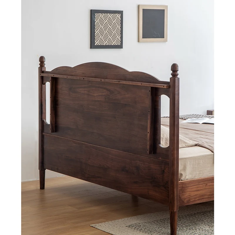 New Modern Vintage Black Walnut Wood Bed