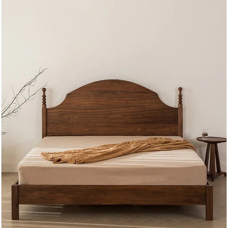 Finesse Mid-Century Modern Walnut Wood Bed