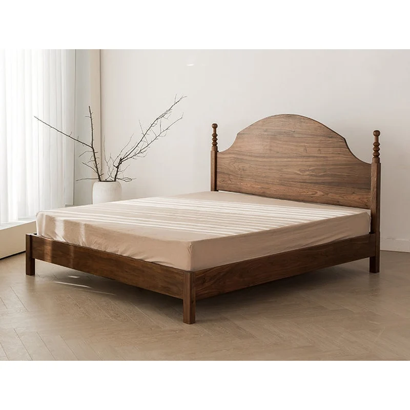 Finesse Mid-Century Modern Walnut Wood Bed