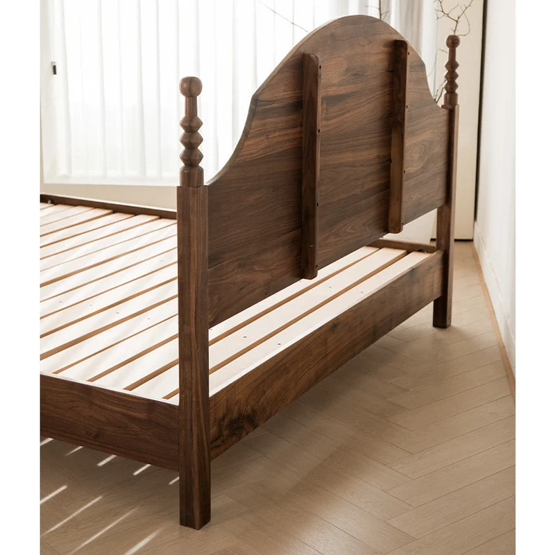 Finesse Mid-Century Modern Walnut Wood Bed