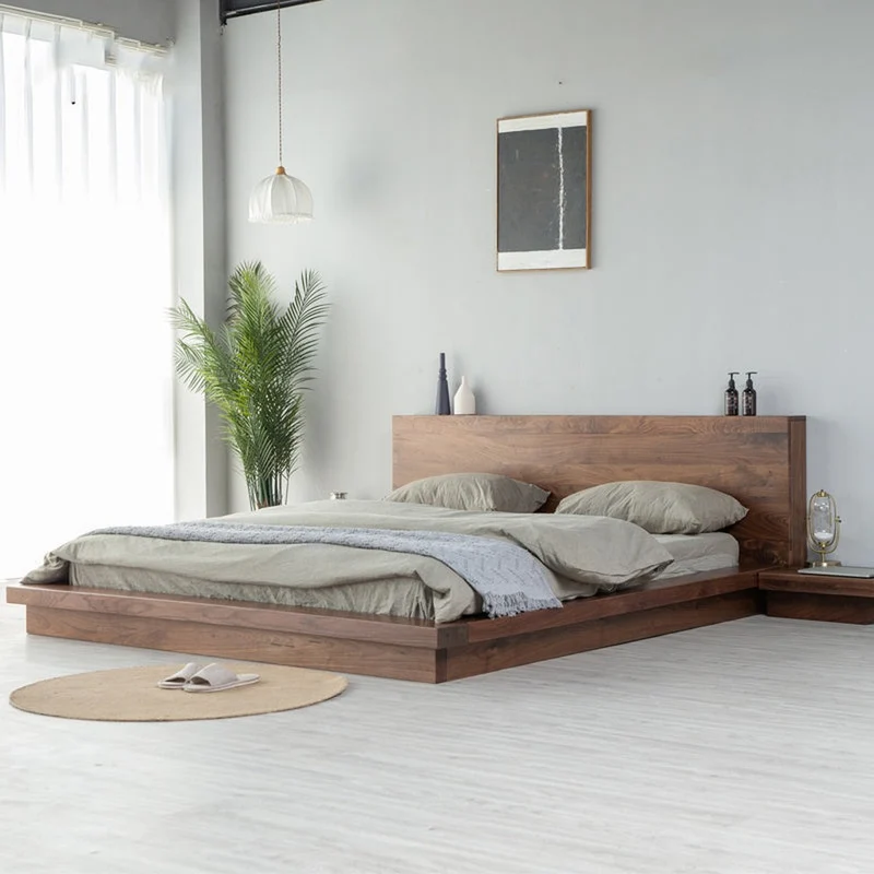 Solara Low Platform Black Walnut Wood Bed