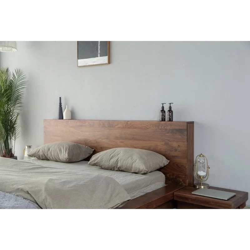 Solara Low Platform Black Walnut Wood Bed