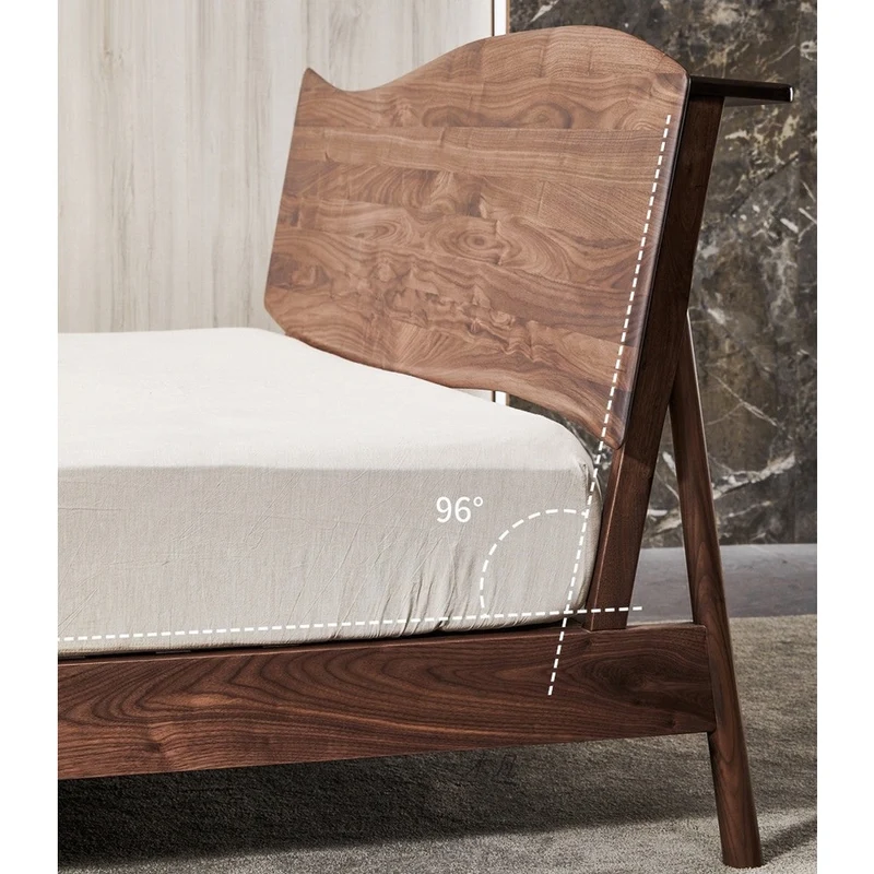 Nebula Wave Design Black Walnut Wood Bed