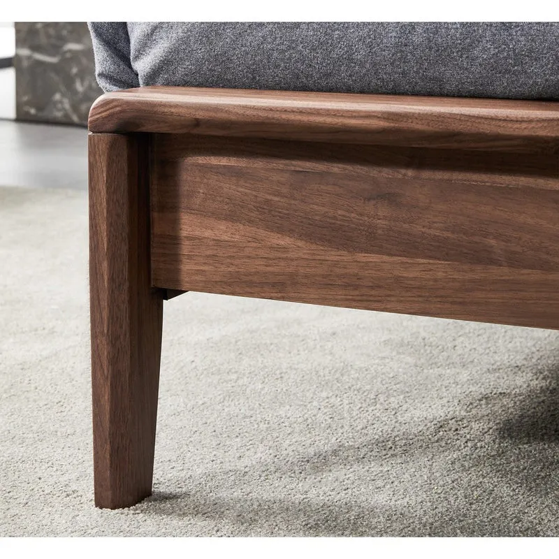 Nebula Wave Design Black Walnut Wood Bed