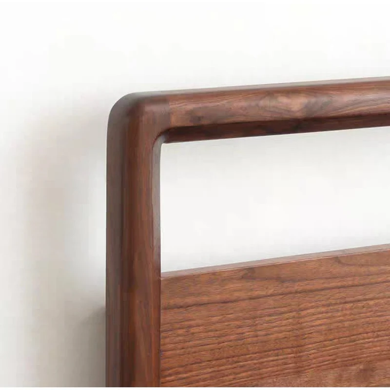 Mountain Design Black Walnut Wood Hydraulic Bed with Plank