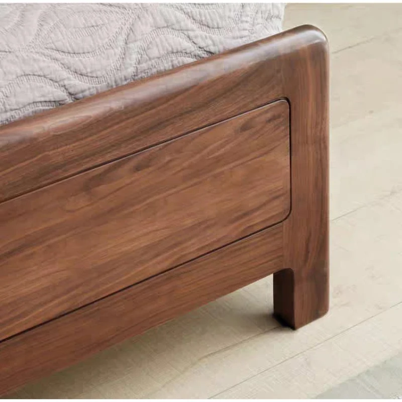 Mountain Design Black Walnut Wood Hydraulic Bed with Plank