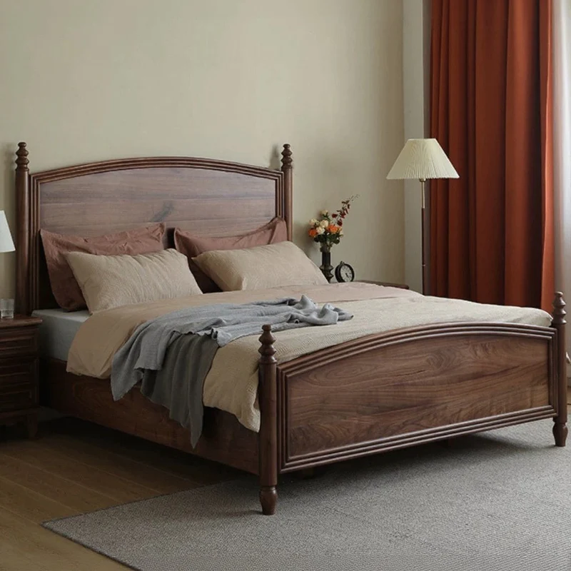 Noble America Antique Solid Walnut Wood Bed