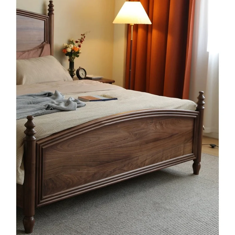 Noble America Antique Solid Walnut Wood Bed