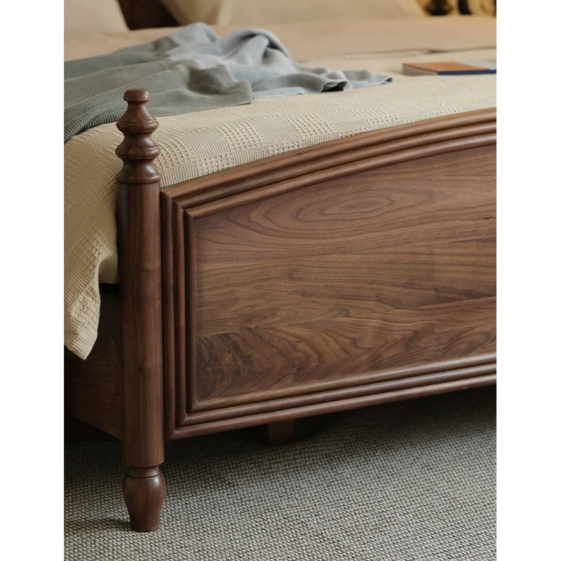 Noble America Antique Solid Walnut Wood Bed