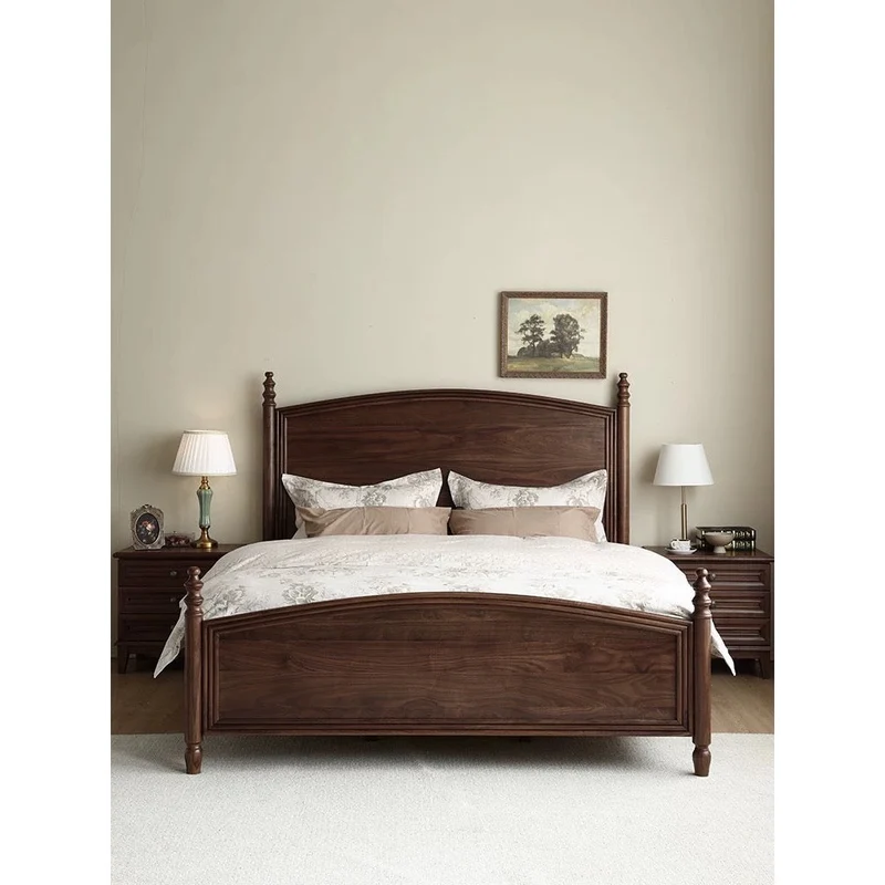 Noble America Antique Solid Walnut Wood Bed
