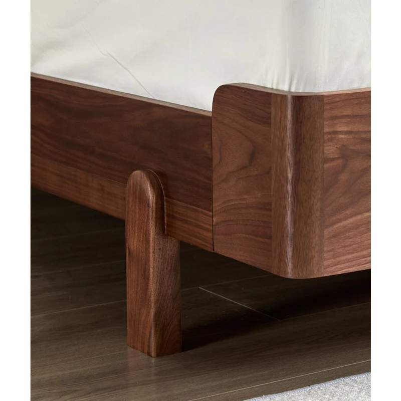 Celestial Solid Black Walnut Wood Bed with Grid Headboard
