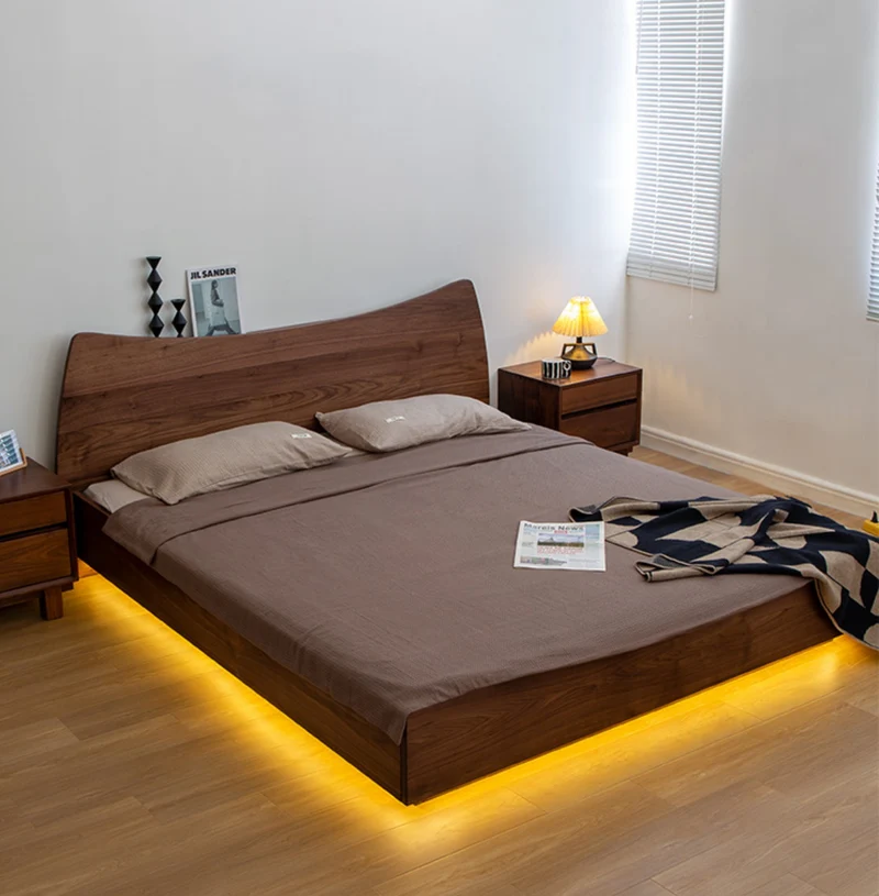 Grove Moon Waning Crescent Walnut Wood Bed Frame