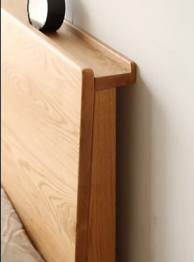 Large Oak Wood Hydraulic Bed with Storage Compartments