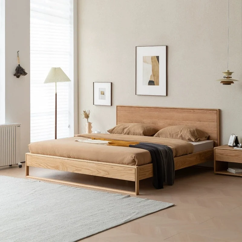 Japanese Style Minimalism Oak Wood Bed Frame